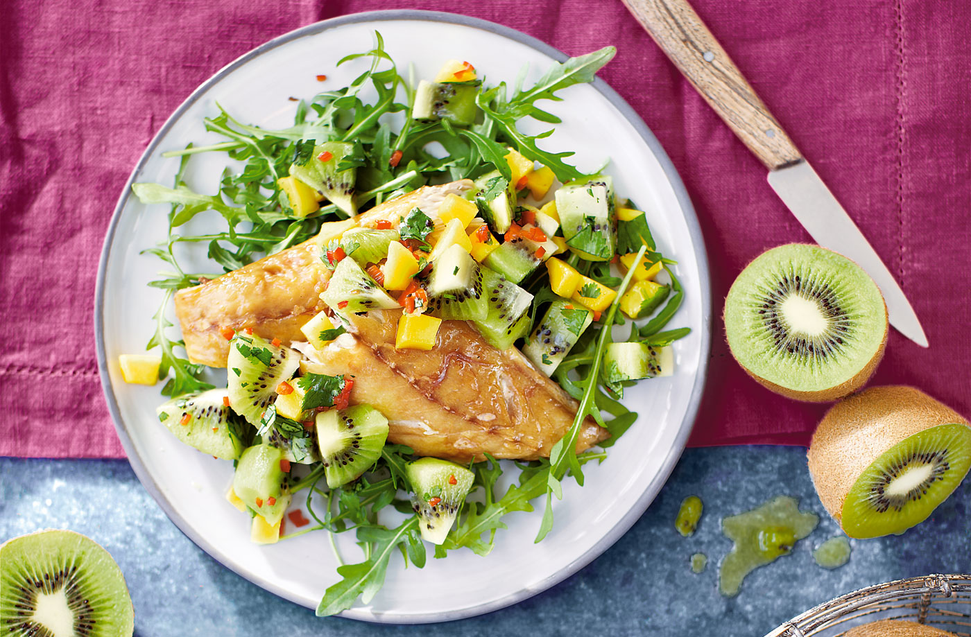 Smoked mackerel with kiwi salsa recipe