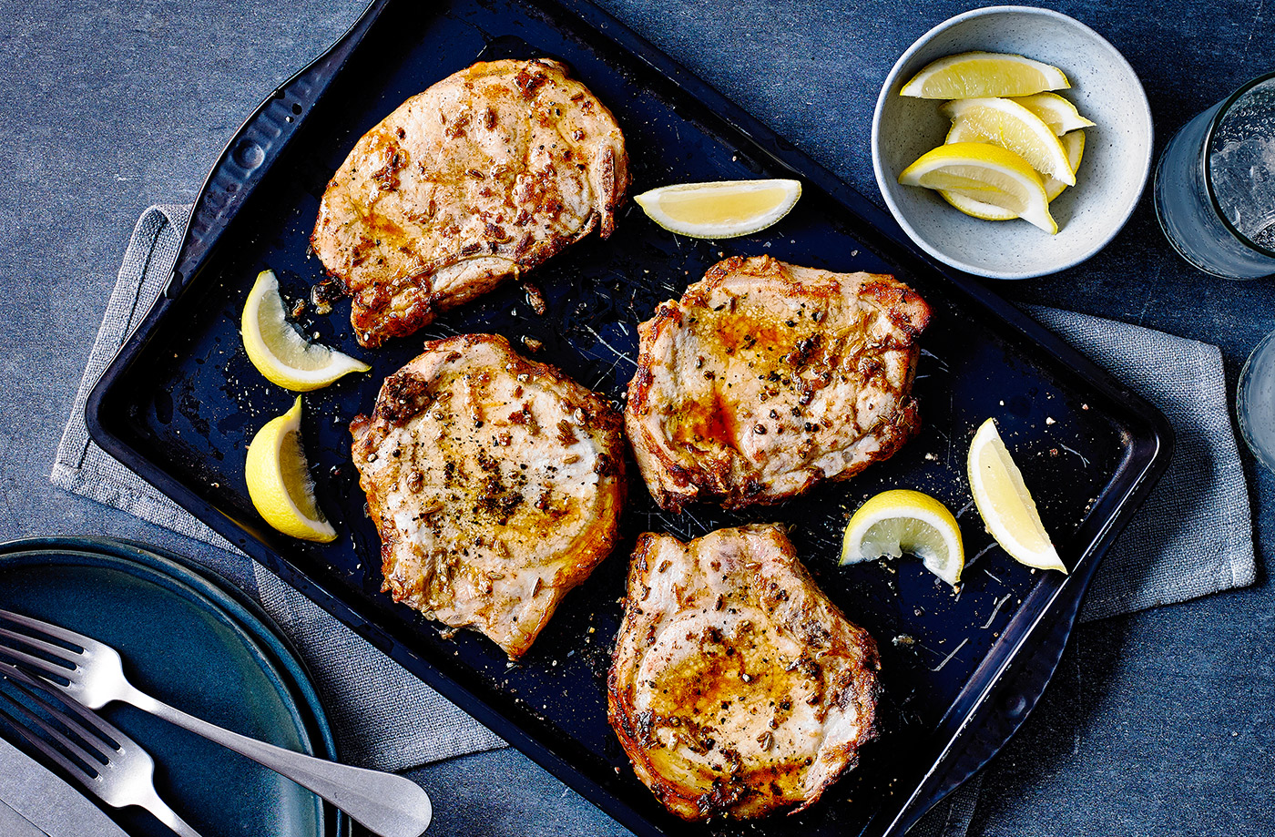 Spiced mayo-marinated pork loin steaks recipe