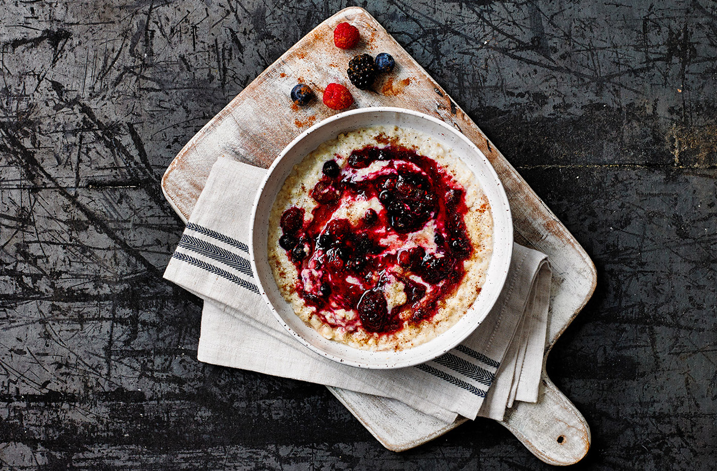 Spiced super berry porridge  recipe