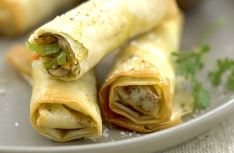 Spring rolls are a must-order when going out for a Chinese, but they are also well worth a try at home. This veggie recipe is filled with mushrooms, carrots and leeks and baked until crisp and golden for an irresistible starter or side.