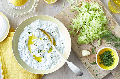Cool and creamy, our incredibly easy tzatziki dip recipe is a kitchen essential that you'll be bound to make again and again. With refreshing cucumber, creamy yogurt and fragrant dill, it just needs mixing up then you're ready to dip and dollop.