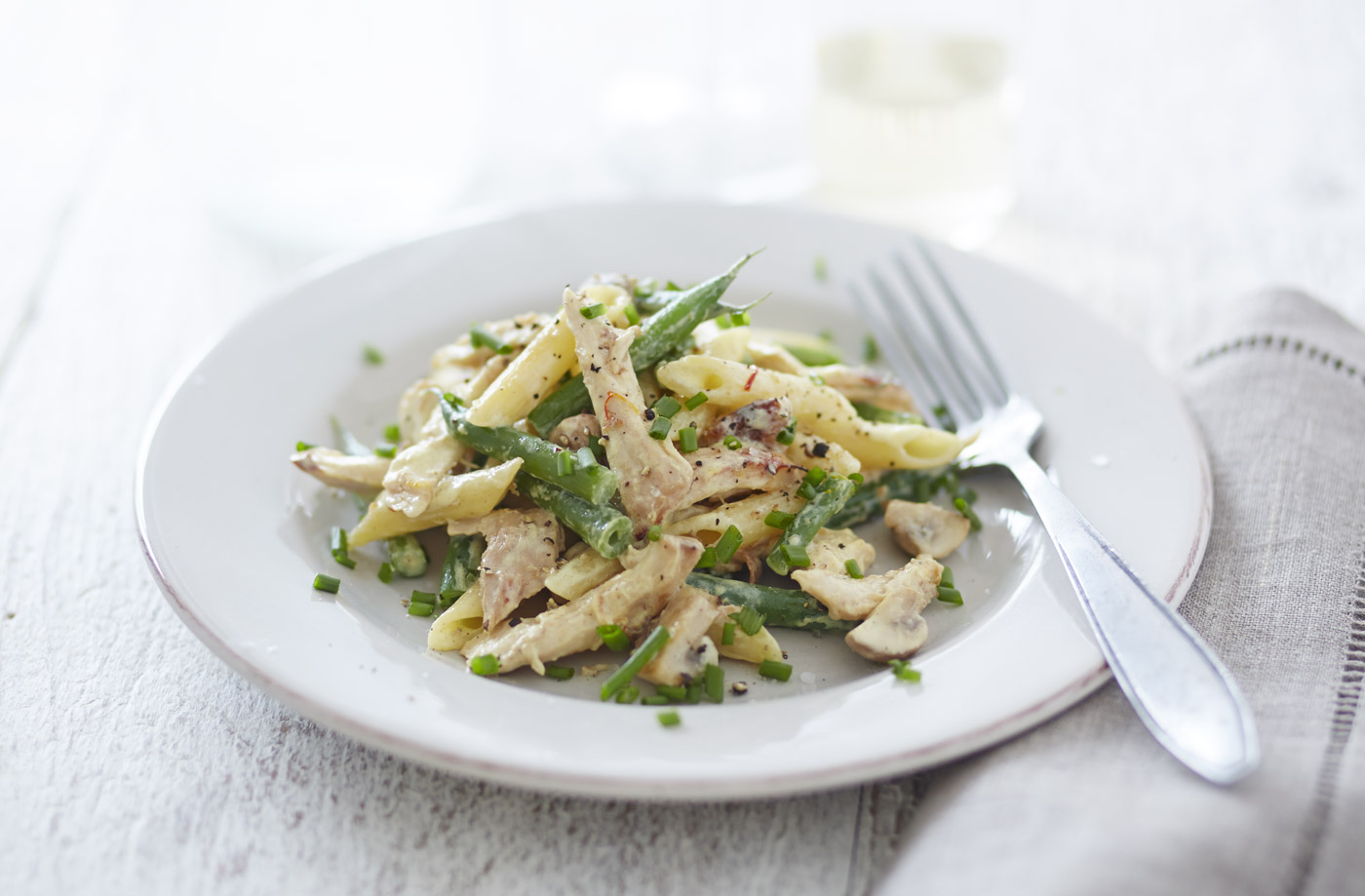 Warm chicken and mushroom pasta salad recipe